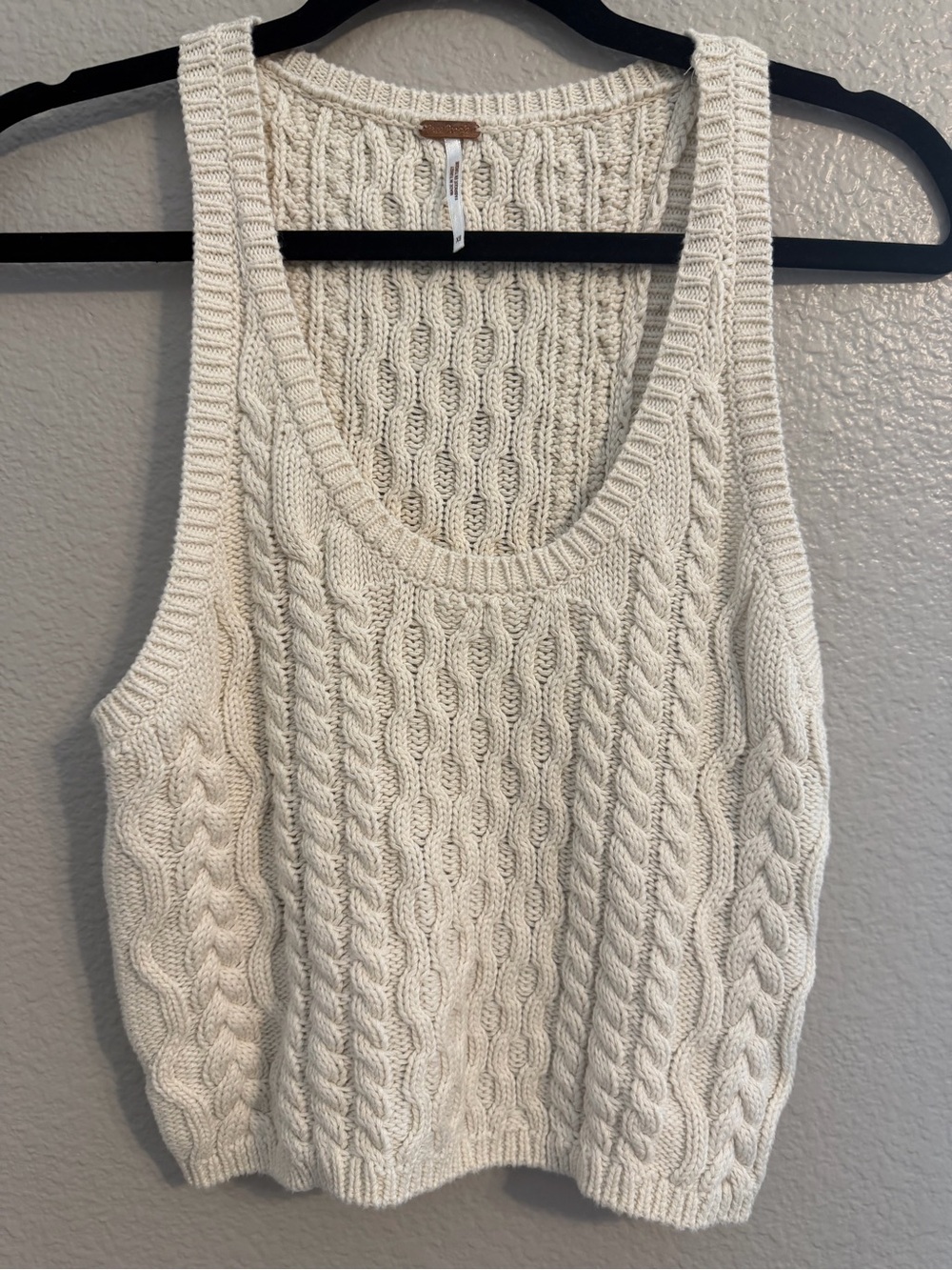 Free People Cable Knit Cream Tank